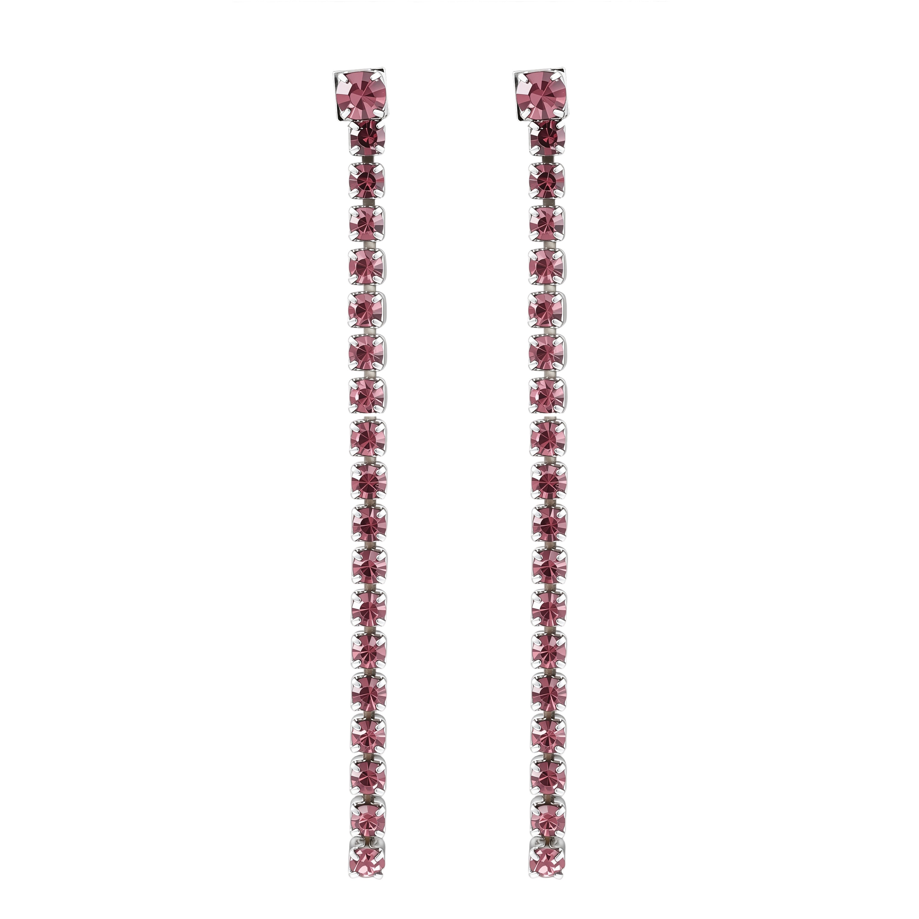 Women's Trendy Long Tassel Zirconia Stud Earrings, 12 Colors Available